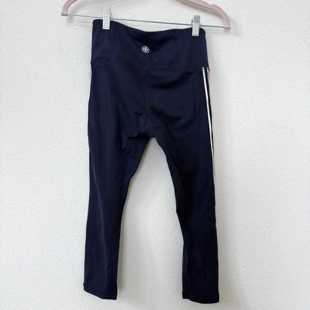 Tory Sport Side Stripe Leggings Navy Red White‎ Logo Small High Rise 7/8